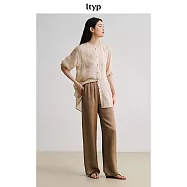 ltyp旅途原品 100%醋酸缎面流光直筒長褲 時尚輕薄寬鬆闊腿褲女夏 M L L 琥珀咖