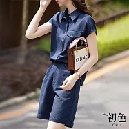 【初色】韓系涼爽休閒套裝-14款任選-34630(M-2XL可選) M H.藏青色