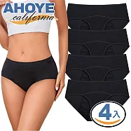 【AHOYE】女用中腰生理褲 黑色-3入(防漏內褲 女內褲 月經褲 吸水內褲) 2XL