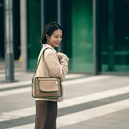 【一帆布包】帆布外口袋側背長方包- 淺棕