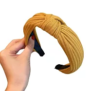 韓國寬版打結布藝髮箍 小清新布質髮飾髮帶 簡約線條交叉頭飾 四色任選1入 Kiret 暗黃
