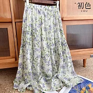 【初色】棉麻風小碎花印花不規則寬鬆遮肉A字半身蛋糕裙-花色-34797(M-2XL可選) M 花色