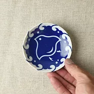 【日本Yamani】美濃燒|藍千鳥 陶瓷小皿10cm ‧ 波千鳥