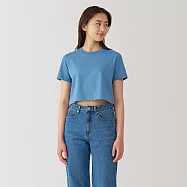 【MUJI 無印良品】女涼感短版短袖T恤 S 淡藍