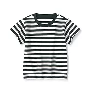 【MUJI 無印良品】幼兒容易穿脫圓領短袖T恤 100 黑橫紋