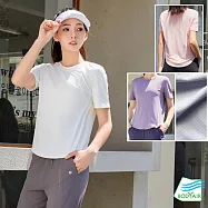 【BODYAIR嚴選】薄透孔圓弧下擺寬鬆上衣(瑜珈.慢跑.運動.健身.透氣.舞蹈.運動服) S 白