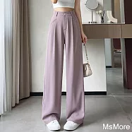 【MsMore】 視覺瘦6公斤窄版休閒西裝闊腿拖地顯瘦垂感直筒長褲# 122745 M 紫色