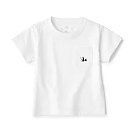 【MUJI 無印良品】幼兒容易穿脫刺繡口袋短袖T恤 80 大熊貓(米白色)