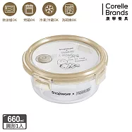 【美國康寧】Snapware SNOOPY 復刻黑白 耐熱玻璃保鮮盒-圓形660ml