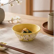 【日本Minoru】Kukka秘境花草 陶瓷餐碗180ml ‧ 茉莉黃