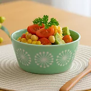 【日本Minoru】Moco優雅煙花 陶瓷餐碗480ml ‧ 湖水綠