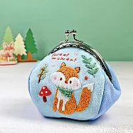 【HobbyEasy】可愛動物刺繡口金包(附超值全材料包套組，含完整教學影片+原寸繡圖) 綠野小狐狸