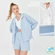【BODYAIR嚴選】超輕感薄透立領連帽防曬外套(瑜珈.運動.慢跑.透氣.舞蹈.運動外套) S 藍