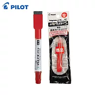 (限量買2送1卡水)PILOT 附板擦白板筆 極細-紅