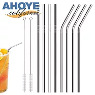 【AHOYE】不鏽鋼耐用吸管 4直4彎 8入 (環保吸管)