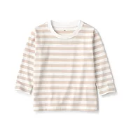 【MUJI 無印良品】幼兒容易穿脫圓領長袖T恤 80 淺米橫紋