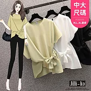 【Jilli~ko】中大尺碼時尚氣質打結寬鬆雪紡衫 J11911 FREE 白色