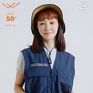 ADISI 抗UV透氣快乾超撥水印花雙面戴漁夫帽 AH24092 (S-L)|UPF50+ 防潑水 遮陽 防曬 抗紫外線 S 午夜藍/渡假薑黃