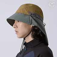 ADISI 輕量Xpore-3L防水高透氣披頸帽(拼色款) AH24021 (M-L)|微多孔膜 超撥水 防風 防水 防潑水 防水帽 M 油棕卡其/鼠尾草