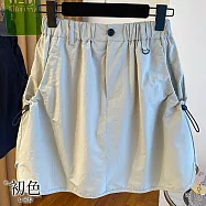 【初色】高腰工裝風休閒A字短裙防走光包臀半身裙-共2色-35722(M-2XL可選) M 杏色