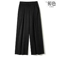 【初色】高腰顯瘦垂感鬆緊腰西裝褲直筒褲寬褲長褲-5款任選-37058(M-XL可選) M D.黑色
