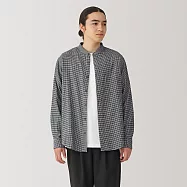 【MUJI 無印良品】男雙面起毛法蘭絨立領長袖襯衫 M 白格紋
