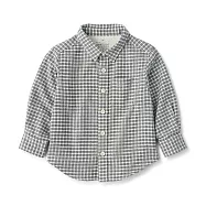 【MUJI 無印良品】幼兒雙面起毛法蘭絨長袖襯衫 80 灰格紋