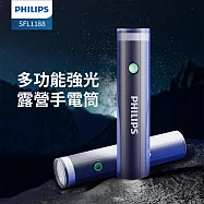 【Philips 飛利浦】400流明IP44 照明燈多功能強光手電筒 登山/露營/居家/地震/Type C充電(SFL1188) 黑
