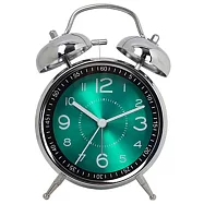 復古造型打鈴鬧鐘 電鍍金屬石英鐘 綠色
