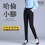 【初色】純色微喇叭彈力鬆緊腰西裝褲寬褲長褲-9款任選-37870(M-4XL可選) 4XL H.黑色