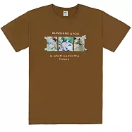 【MsMore】 山茶花油彩立體手工染圓領精梳棉短袖短版T恤上衣台灣現貨# 121664 3XL 咖色