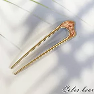 【卡樂熊】日系簡約U型百搭丸子頭造型髮簪/盤髮夾(四色)- 粉色