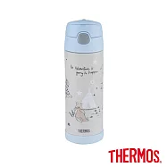 【THERMOS膳魔師】小熊維尼不鏽鋼真空兩用保冷瓶兒童水壺470ml(F4021CWP-WW) 星空露營篇