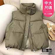 【Jilli~ko】短款羽絨棉馬甲女式外搭寬鬆韓版外穿馬夾背心 J11958 FREE 綠色