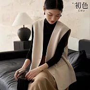 【初色】通勤風純色背開衩寬鬆單排釦無袖西裝馬甲外套女外套-灰色-37925(M-2XL可選) M 灰色