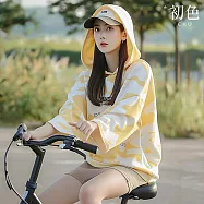 【初色】寬鬆顯瘦字母印花連帽T恤上衣女上衣-黃色-37939(M-2XL可選) M 黃色