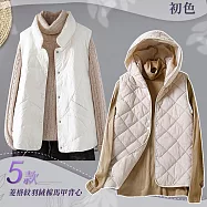 【初色】純色百搭無袖菱格紋羽絨馬甲背心外套-5款任選-30937(M-2XL可選) M A.米白色