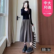 【Jilli~ko】糯米裙女高腰顯瘦傘裙A字中長學院風針織半身裙 J11975 FREE 咖色