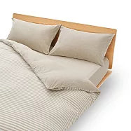 【MUJI 無印良品】棉天竺被套/Q/雙人加大/ 混米橫紋