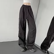 【MsMore】 明星機場時尚工裝褲休閒運動長褲子寬鬆戶外登山健行長褲# 123453 M 深灰色