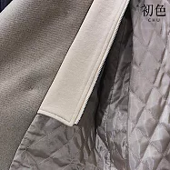 【初色】韓版都市風純色寬鬆假兩件雙排釦口袋西裝領連帽大衣外套女外套-共2款2色-38035(M-3XL可選) L 卡其色-加厚款