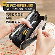 CHENSON真皮 18公分長夾第一代 6卡4鈔ㄇ字長夾 (W24461-3) 黑