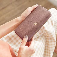 CHENSON真皮 18公分長夾第一代 6卡4鈔ㄇ字長夾 (W24461-U) 豆沙紫