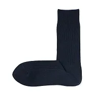 【MUJI 無印良品】男鹿子織商務直角襪25-27cm 暗藍