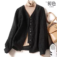 【初色】復古風純色菱格單排釦V領長袖棒球服外套女外套-共4色-38080(M-2XL可選) M 黑色