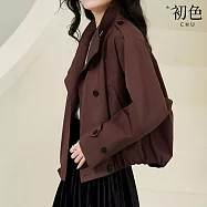 【初色】韓版短款純色寬鬆個性西裝領單排釦長袖夾克外套女外套-共2色-37756(M-2XL可選) 2XL 安可拉紅