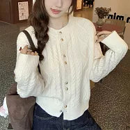 【MsMore】 韓版圓領寬鬆糖果色北極絨針織衫開衫毛衣長袖上衣短外套# 123684 FREE 杏色