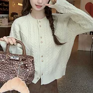 【MsMore】 韓版圓領寬鬆糖果色北極絨針織衫開衫毛衣長袖上衣短外套# 123684 FREE 綠色