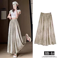 【Jilli~ko】薄款冰絲高級垂墜感半身裙紮染山本褲裙 J11897 FREE 卡其色