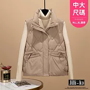 【Jilli~ko】短款時尚夾棉坎肩寬鬆加厚背心馬甲 J11981 FREE 卡其
